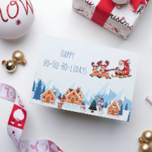 Whimsical Happy Holidays Santa Winter Christmas