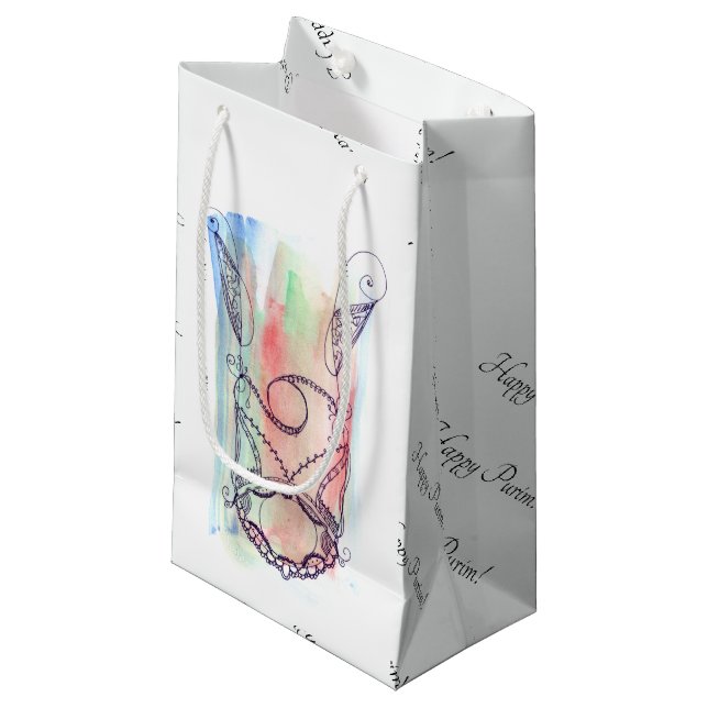 Whimsical Happy Purim Gift Bag (Front Angled)