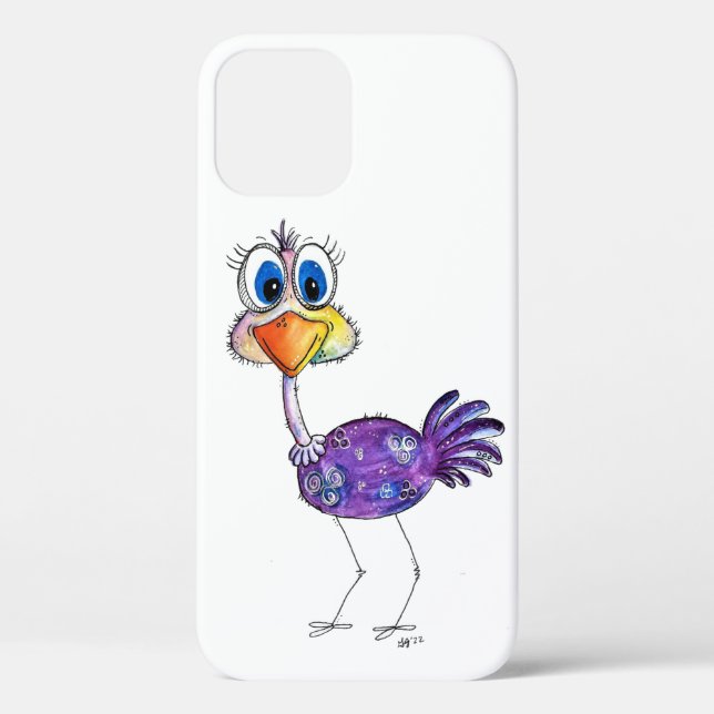 Whimsical Happy Purple Ostrich Case-Mate iPhone Case (Back)