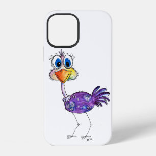 Whimsical Happy Purple Ostrich iPhone 12 Case