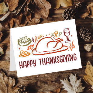 Whimsical Happy Thanksgiving Friendsgiving Custom Card