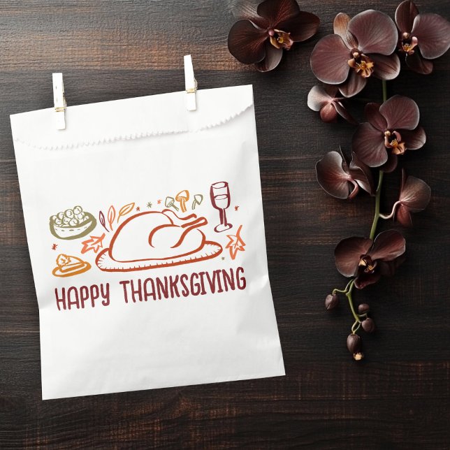 Whimsical Happy Thanksgiving Friendsgiving Custom Favour Bag (Whimsical Happy Thanksgiving Friendsgiving Autumn Holiday Custom Favor Bag
)