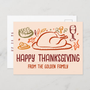 Whimsical Happy Thanksgiving Friendsgiving Custom Postcard