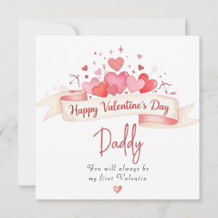 Whimsical Happy Valentine's Day Daddy Greeting  Holiday Card