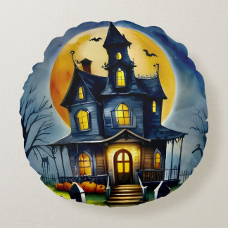 Whimsical Haunted House Accent Pillow 