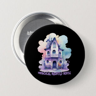Whimsical Haunted House – Pastel Purple Halloween 7.5 Cm Round Badge