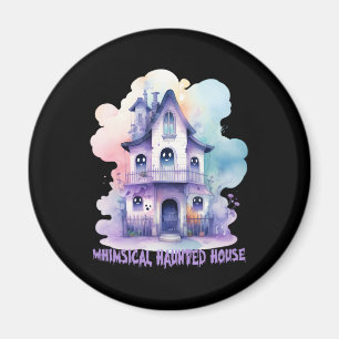 Whimsical Haunted House – Pastel Purple Halloween Magnet