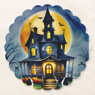 Whimsical Haunted House:  Scalloped Round Coasters