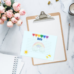 Whimsical Heart Balloon and Rainbow Notes