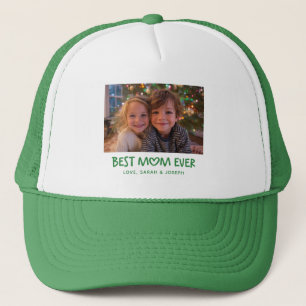 Whimsical Heart Best Mum Ever Holiday Photo Green Trucker Hat