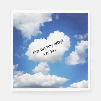  Whimsical Heart Cloud "I'm on my way!" Baby Showe Napkin