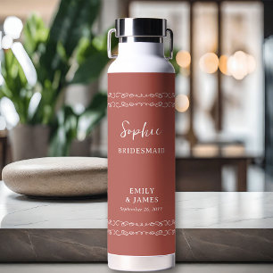 Whimsical Heart Doodle Any Colour Bridal Party Water Bottle