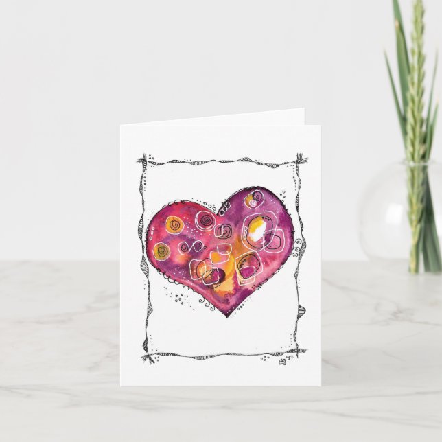 Whimsical Heart Doodle Card (Front)