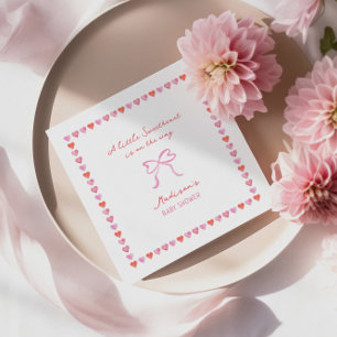 Whimsical Heart Frame Bow Baby Shower Napkin