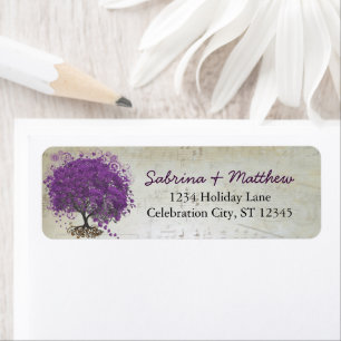 Whimsical Heart Leafed Tree Plum Return Address Return Address Label