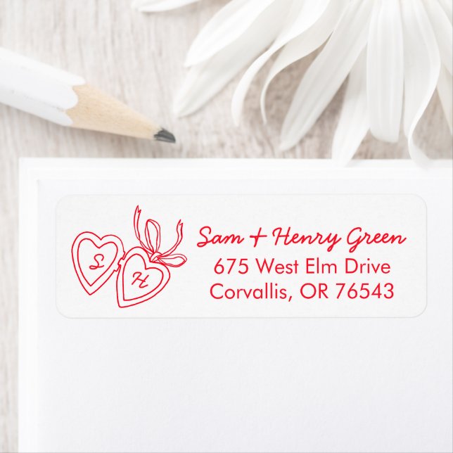Whimsical Heart Locket Doodle CUSTOM Return Addres Address Label (Insitu)