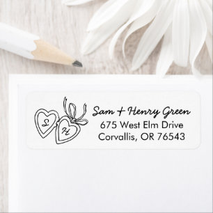 Whimsical Heart Locket Doodle CUSTOM Return Addres Address Label