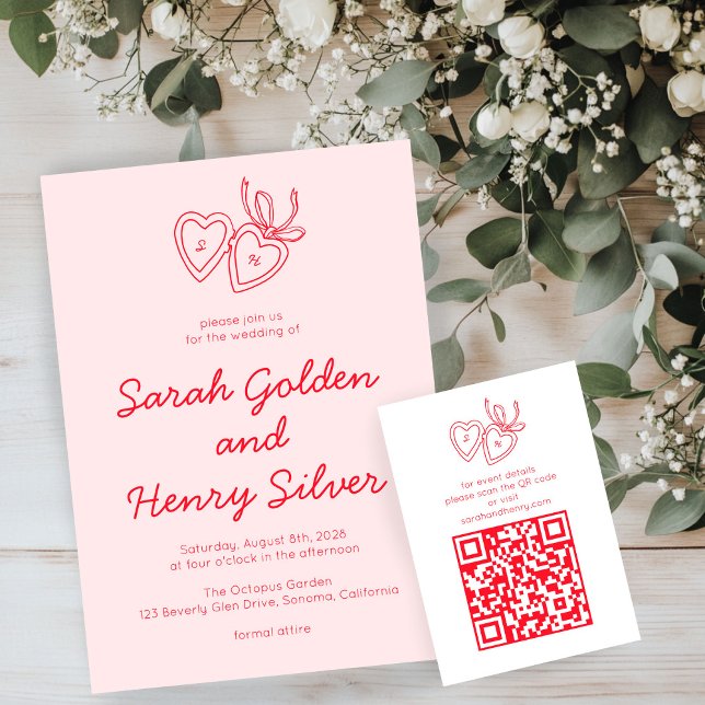 Whimsical Heart Locket Doodle Sketch CUSTOM QRCode Enclosure Card (Whimsical Heart Locket Doodle Sketch CUSTOM QRCode Enclosure Card
)