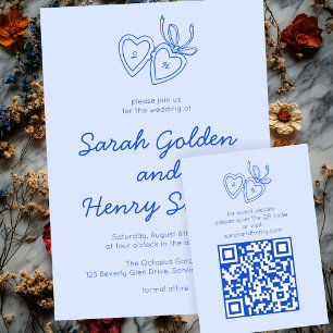 Whimsical Heart Locket Doodle Sketch CUSTOM QRCode Enclosure Card