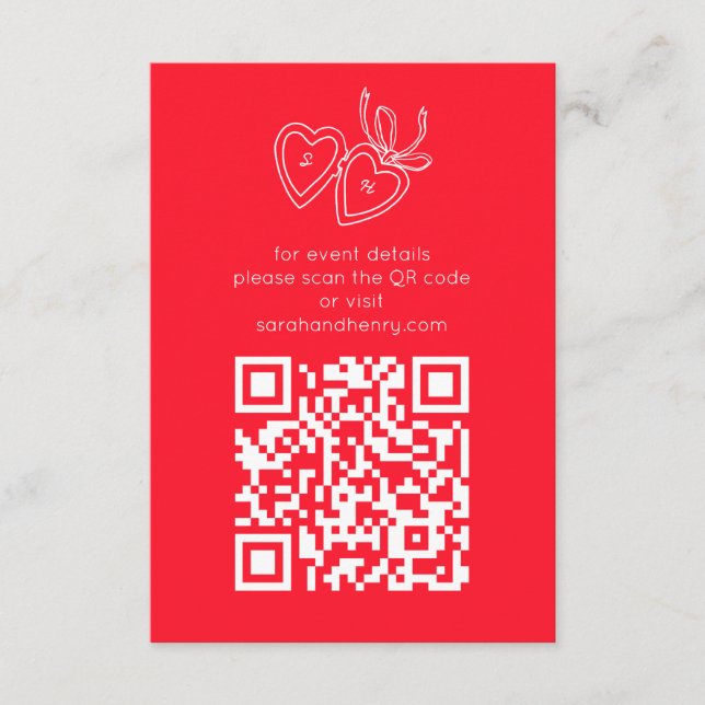Whimsical Heart Locket Doodle Sketch CUSTOM QRCode Enclosure Card (Front)