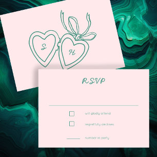 Whimsical Heart Locket Doodle Sketch CUSTOM  RSVP Card