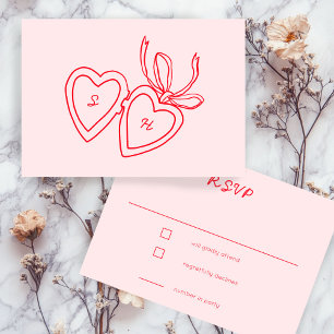 Whimsical Heart Locket Doodle Sketch CUSTOM  RSVP Card