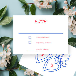 Whimsical Heart Locket Doodle Sketch CUSTOM  RSVP Card