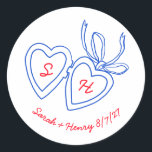 Whimsical Heart Locket Doodle Sketch Modern CUSTOM Classic Round Sticker<br><div class="desc">Use these sweet whimsical custom stickers for your wedding, engagement party, bridal shower or other event. Hand drawn by me for you. Fully editable, add your own text or background colour. FULLY CUSTOMIZABLE: Click "personalise" to edit the text, add your own custom initials to the hearts, and then click "edit...</div>