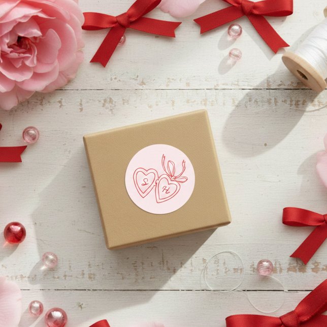 Whimsical Heart Locket Doodle Sketch Modern CUSTOM Classic Round Sticker (Whimsical Heart Locket Doodle Sketch Modern CUSTOM Initials Classic Round Sticker
)