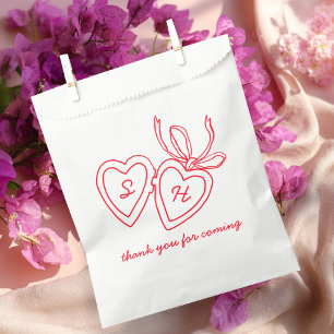 Whimsical Heart Locket Doodle Sketch Modern CUSTOM Favour Bag