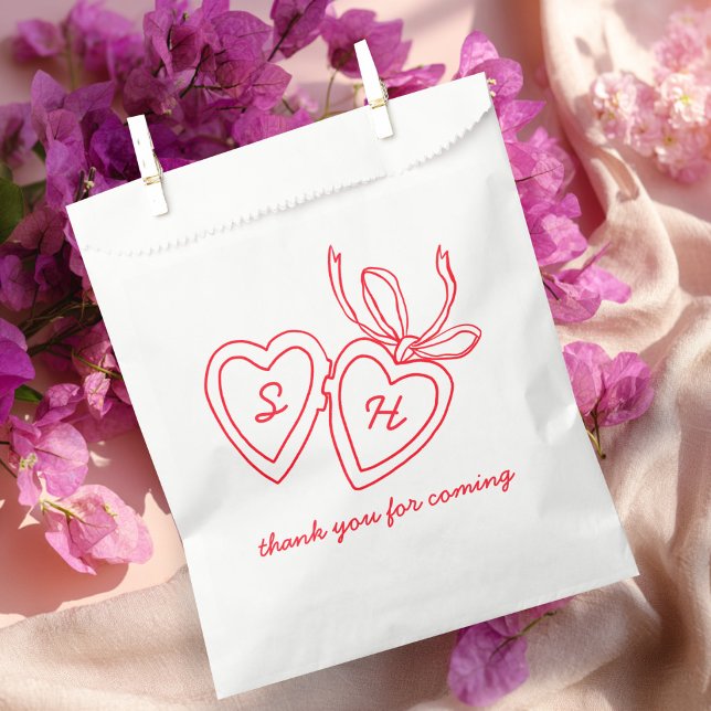 Whimsical Heart Locket Doodle Sketch Modern CUSTOM Favour Bag (Whimsical Heart Locket Doodle Sketch Modern CUSTOM Favor Bag
)