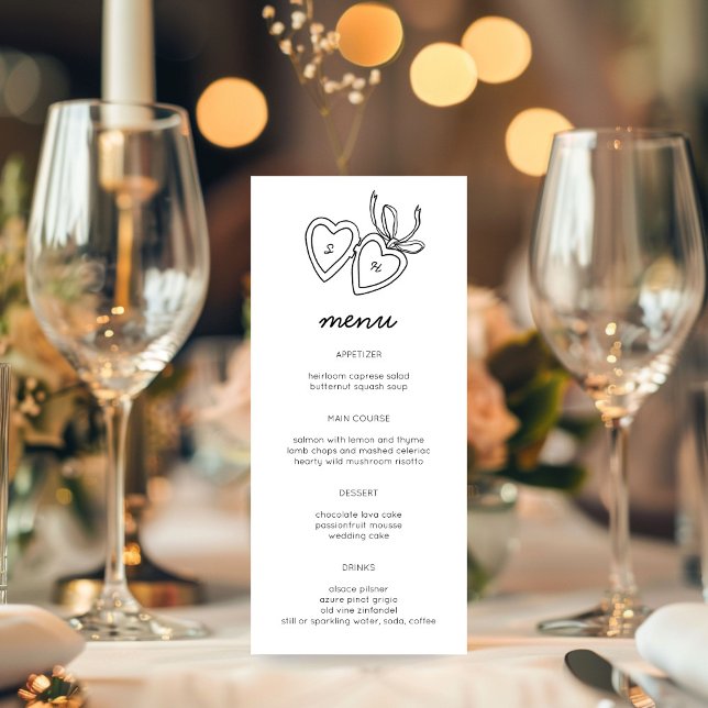 Whimsical Heart Locket Doodle Sketch Modern CUSTOM Menu (Whimsical Heart Locket Doodle Sketch Modern CUSTOM Menu
)