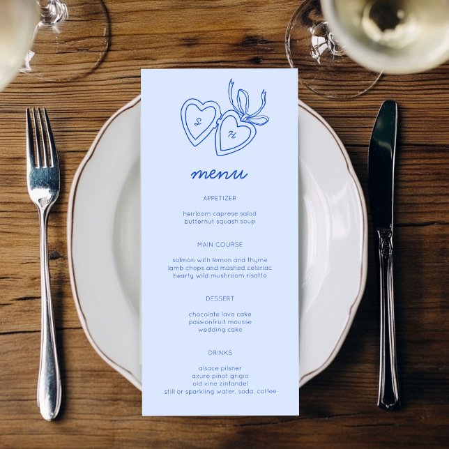 Whimsical Heart Locket Doodle Sketch Modern CUSTOM Menu (Whimsical Heart Locket Doodle Sketch Modern CUSTOM Wedding Engagement Menu
)