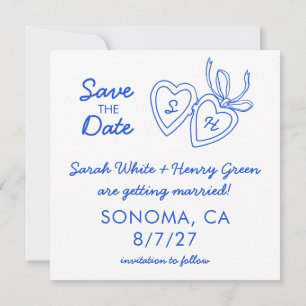 Whimsical Heart Locket Doodle Sketch Modern CUSTOM Save The Date