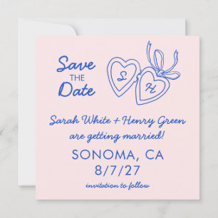 Whimsical Heart Locket Doodle Sketch Modern CUSTOM Save The Date