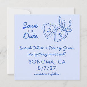 Whimsical Heart Locket Doodle Sketch Modern CUSTOM Save The Date
