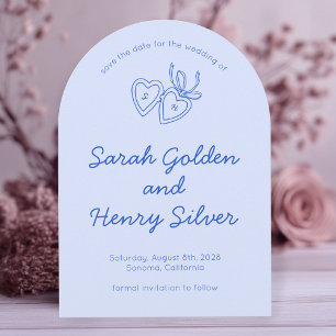 Whimsical Heart Locket Doodle Sketch Modern CUSTOM Save The Date