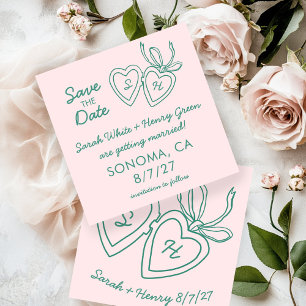 Whimsical Heart Locket Doodle Sketch Modern CUSTOM Save The Date