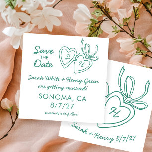 Whimsical Heart Locket Doodle Sketch Modern CUSTOM Save The Date