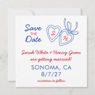 Whimsical Heart Locket Doodle Sketch Modern CUSTOM Save The Date