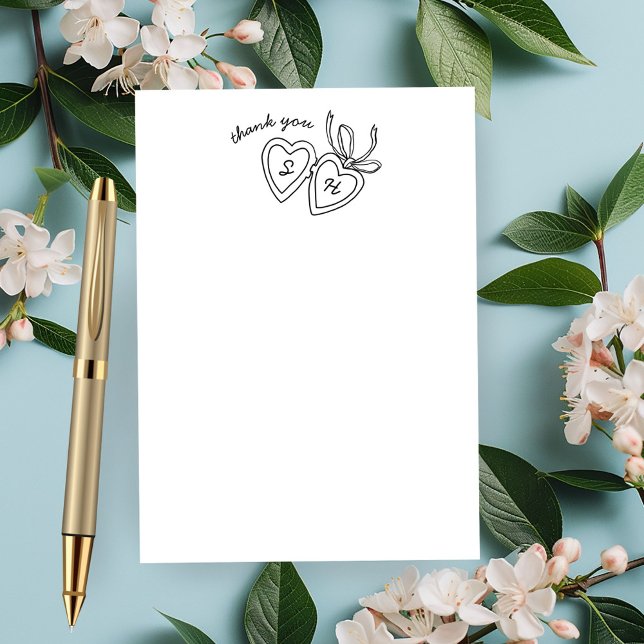 Whimsical Heart Locket Doodle Sketch Modern CUSTOM Thank You Card (Whimsical Heart Locket Doodle Sketch Modern CUSTOM Thank You Card
)