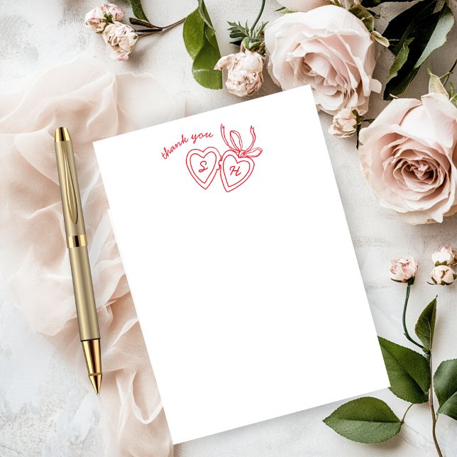 Whimsical Heart Locket Doodle Sketch Modern CUSTOM Thank You Card (Whimsical Heart Locket Doodle Sketch Modern CUSTOM Thank You Card
)