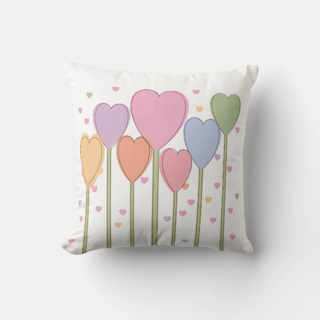 Whimsical Heart Lollipops Cushion (Front)