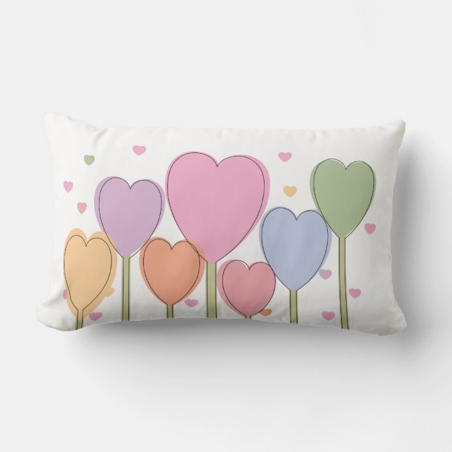 Whimsical Heart Lollipops Lumbar Cushion (Front)