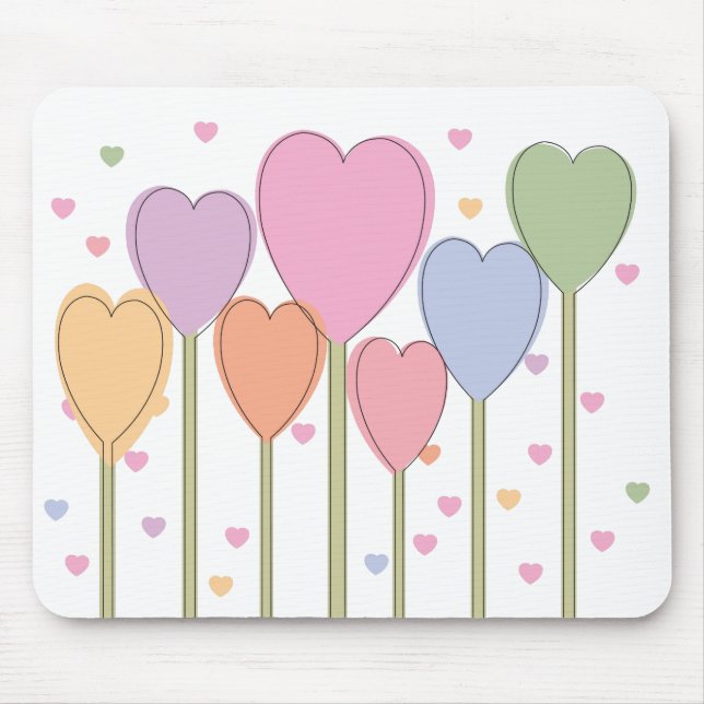 Whimsical Heart Lollipops Mouse Pad (Front)