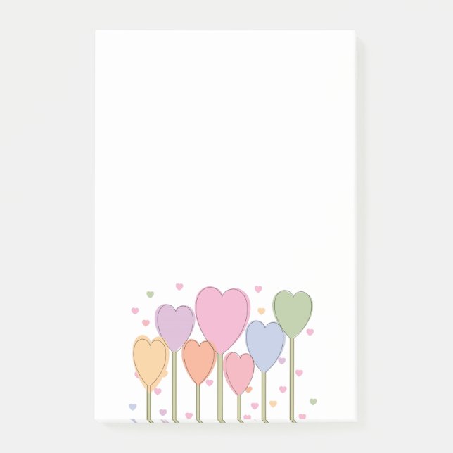 Whimsical Heart Lollipops Post-it Notes (Front)