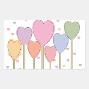 Whimsical Heart Lollipops Rectangular Sticker