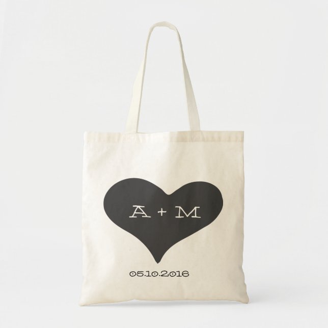 Whimsical Heart Monogram Wedding Tote (Front)