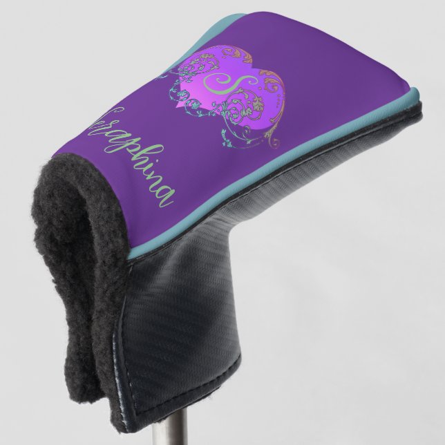Whimsical Heart Personalised  Golf Head Cover (3/4 Front)