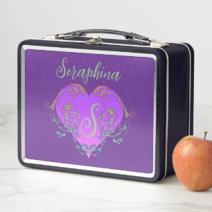 Whimsical Heart Personalized Metal Lunch Box